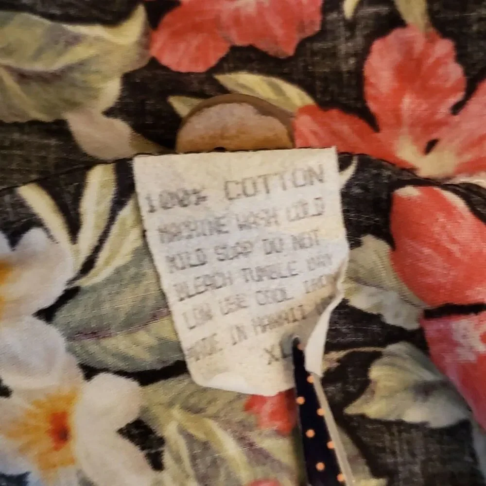 Hilo Hatties Men Hawaiian Shirt Black Pink Hibiscus Print Size XL - Picture 8 of 8